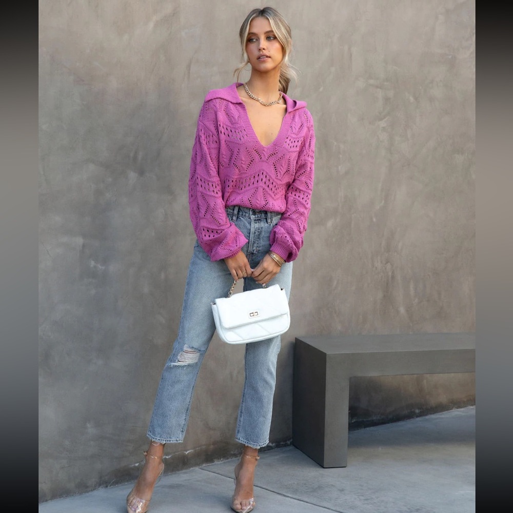 Vici PERCY KNIT COTTON BLEND SWEATER - PINK